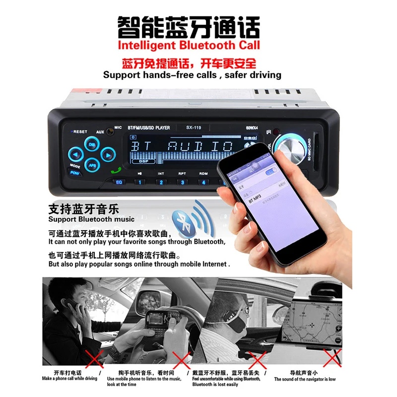 Автомобильный MP3-плеер автомобильное FM радио плеер 12V Bluetooth музыкальный плеер с USB/SD/MMC/Порты и разъёмы аудио FM стерео Aux Вход приемник LR10
