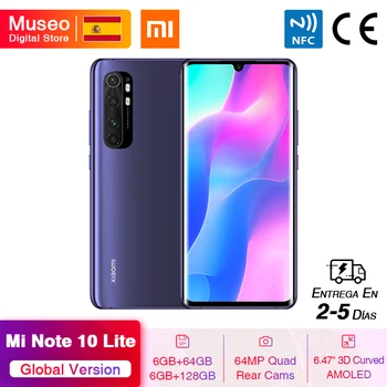 

Global Version Xiaomi Mi Note 10 Lite Mobile Phone 64GB/128GB 64MP Quad Cams 6.47'' Curved AMOLED Screen 5260mAh 30W Fast Charge