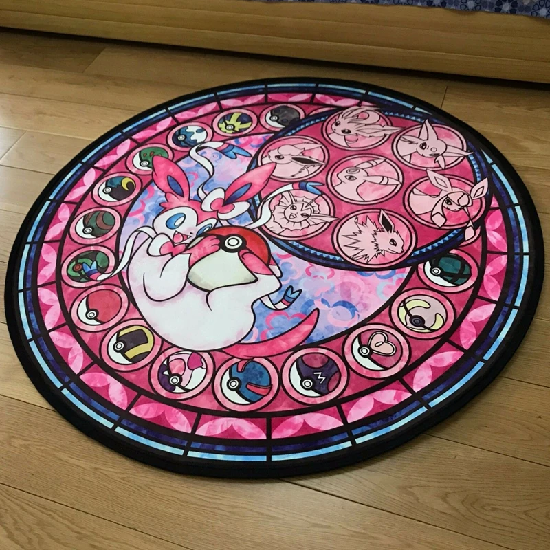 Pokemon Go Sylveon Circle аниме милый напольный ковер, коврик для комнаты, нескользящий коврик