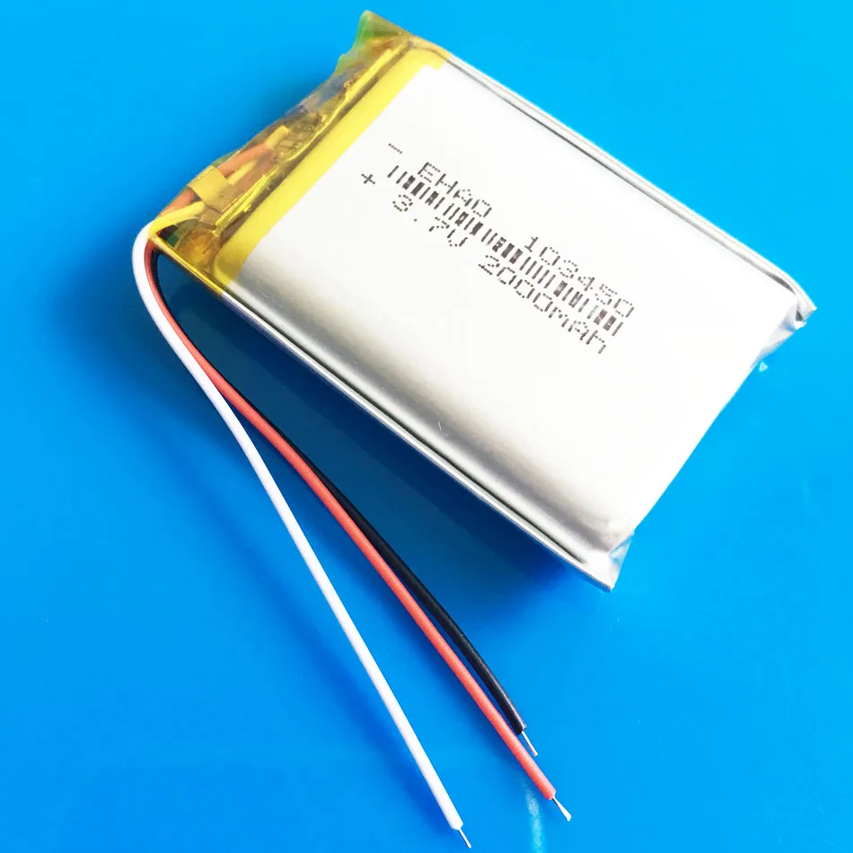 3 шт 103450 3 провода 2000mAh 3,7 V литий-полимерная аккумуляторная батарея для MP3 gps навигатор DVD гарнитура электронная книга камера