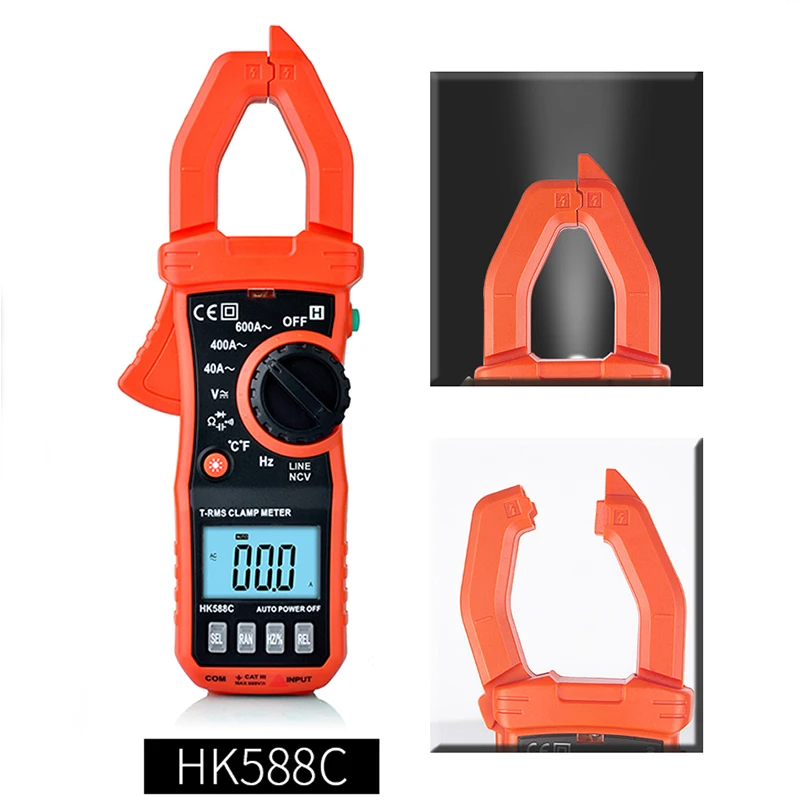 HONEYTEK True RMS Multimeter Current Clamp Meter AC DC Current Voltage Tester Clamps Capacitor Tester esr Meter