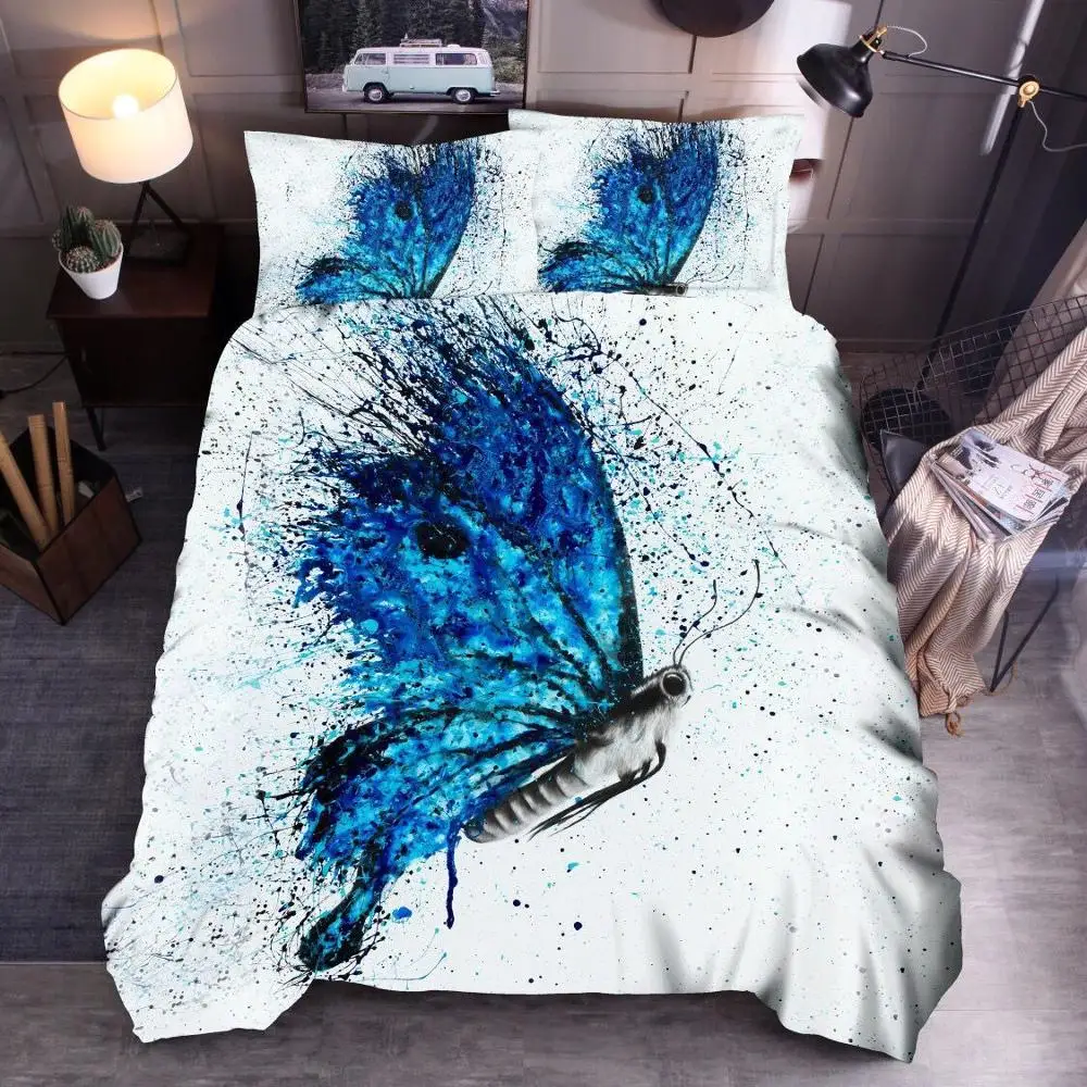 

3D Home Textiles Bedding Set Colorful butterfly luxury Duvet Cover Bedclothes pillowcase 3pcs Queen King Size