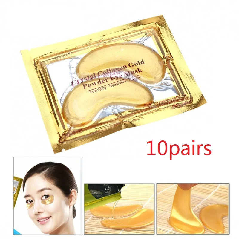 

20pcs=10pairs 24k Gold Crystal Collagen Eye Mask Moisturizing Eye Pads Anti Aging Eye Pads
