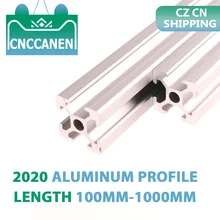 CZ CN Shipping 2PCS 2020 Aluminum Profile Extrusion 100mm-1000mm Length European Standard Anodized for CNC 3D Printer Parts DIY