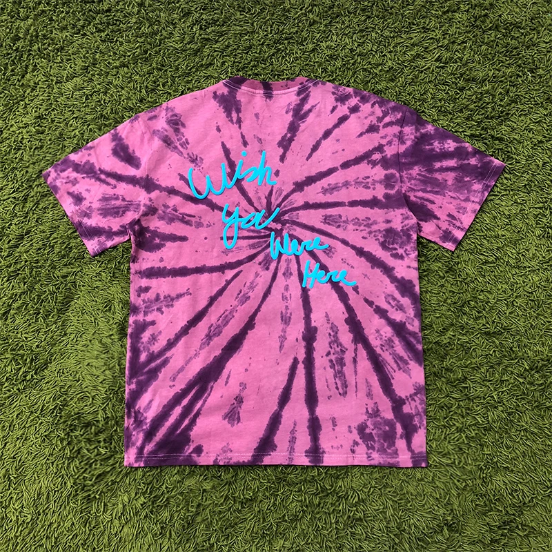 Трэвиса Скотта Astroworld Festival Run Tie Dye Футболка мужская и женская ASTROWORLD уличная хип-хоп Футболка Трэвиса Скотта