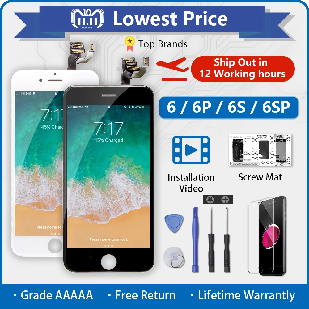 

AAAAA For iPhone 6 6s Plus LCD Screen Full Assembly For iPhone 5S 6Plus LCD Full Assembly Complete Camera + Home Button Earpiece