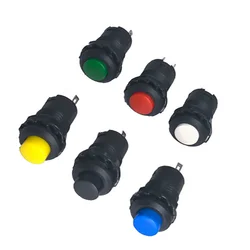 5/10 pcs/lot DS-428/228 12MM 2Pin 250V 1.5A 6 color  Self-locking Push Button Switch Bouton Poussoir Reset Metal DS227 Round