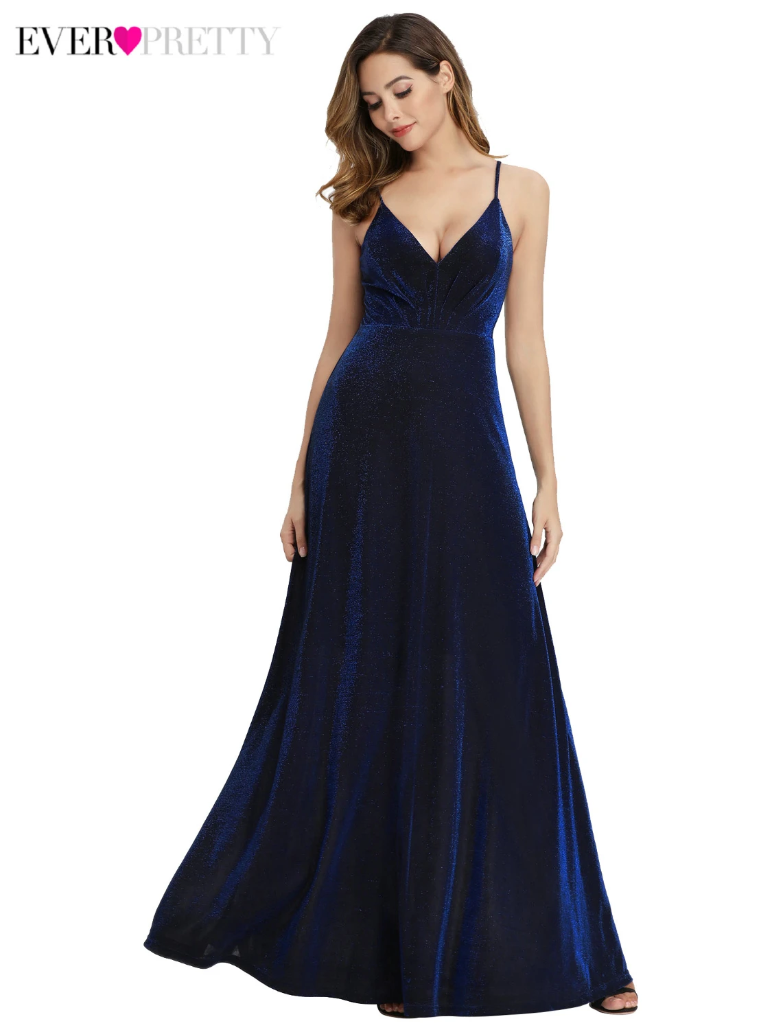 Сексуальные сапфировые синие платья на выпускной Ever Pretty A-Line v-образный вырез на тонких бретелях элегантные платья для вечеринки для женщин Vestidos de gala