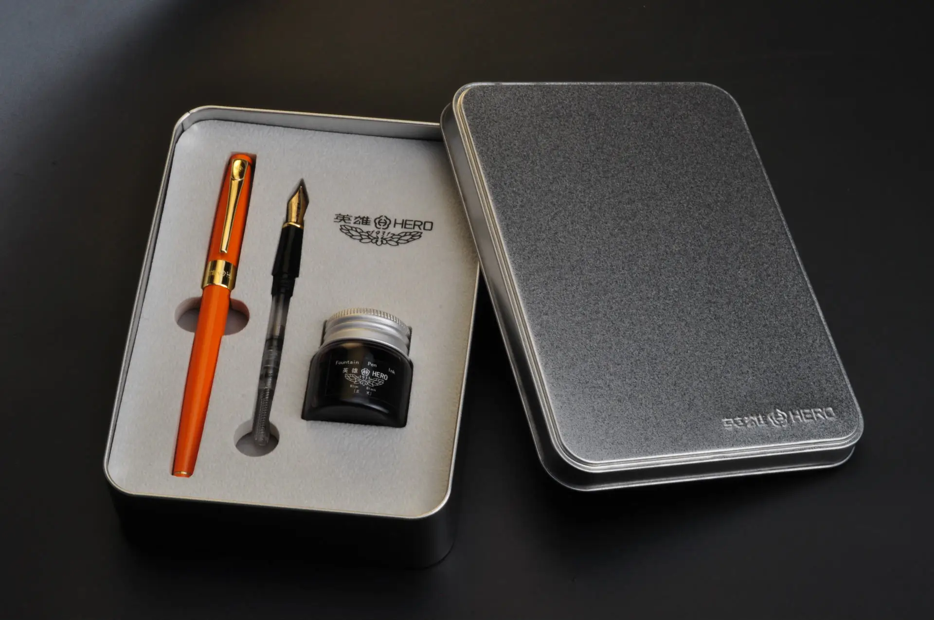 Hero Fountain Pen Genuine Product 1506 Iron Boxes Ink Fountain Pen Art Pen Business Office Use Gift Box Customizable Lettering