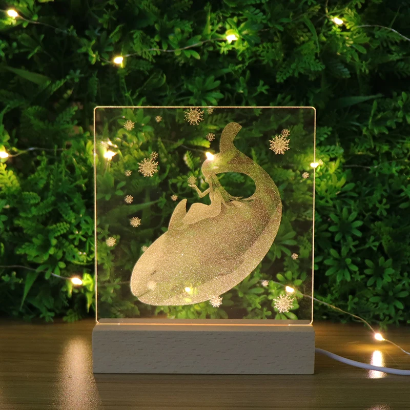 Кит Деревянный 3D лампа USB светодиодный Ночная Атмосфера свет|Ночники| |