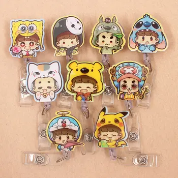 

Creative 60cm Cartoon Acrylic Totoro Pikachu Identity Retractable Badge Reel Student Nurse Exhibition Enfermera Name Card Chest