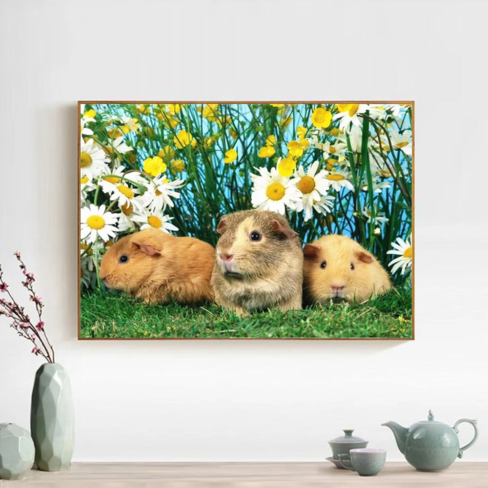 5D Diy Diamond Art Painting Cute Guinea Pigs Diamond Painting Kits