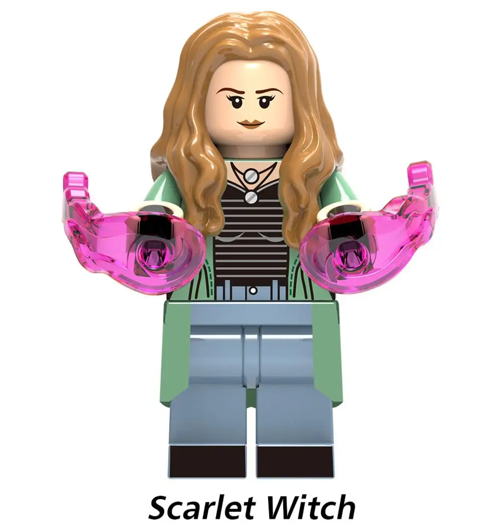 Scarlet Witch Супер Герои Мстители танос Коллекционная фигурка Звездный ястреб супергигантский Ayo Vision Okoye Kraglin строительные блоки наборы модели кирпичные игрушки - Цвет: Scarlet Witch