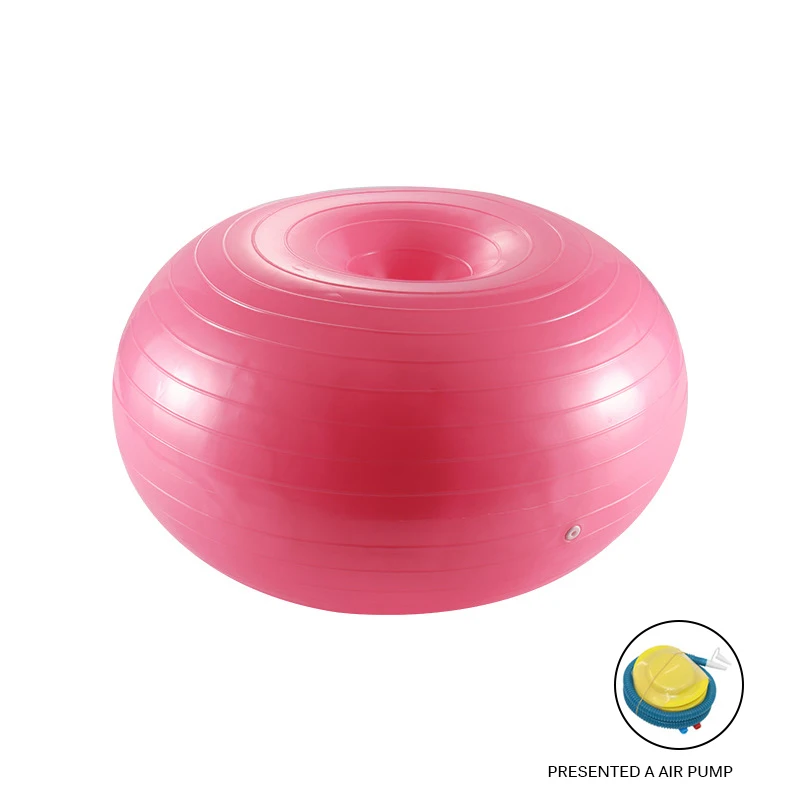 Тренировочный мяч для пончиков, портативный тренажер для упражнений, йоги, фитнеса, аксессуары для тренажерного зала, для дома, надувной тренировочный мяч для баланса силы - Цвет: Розовый