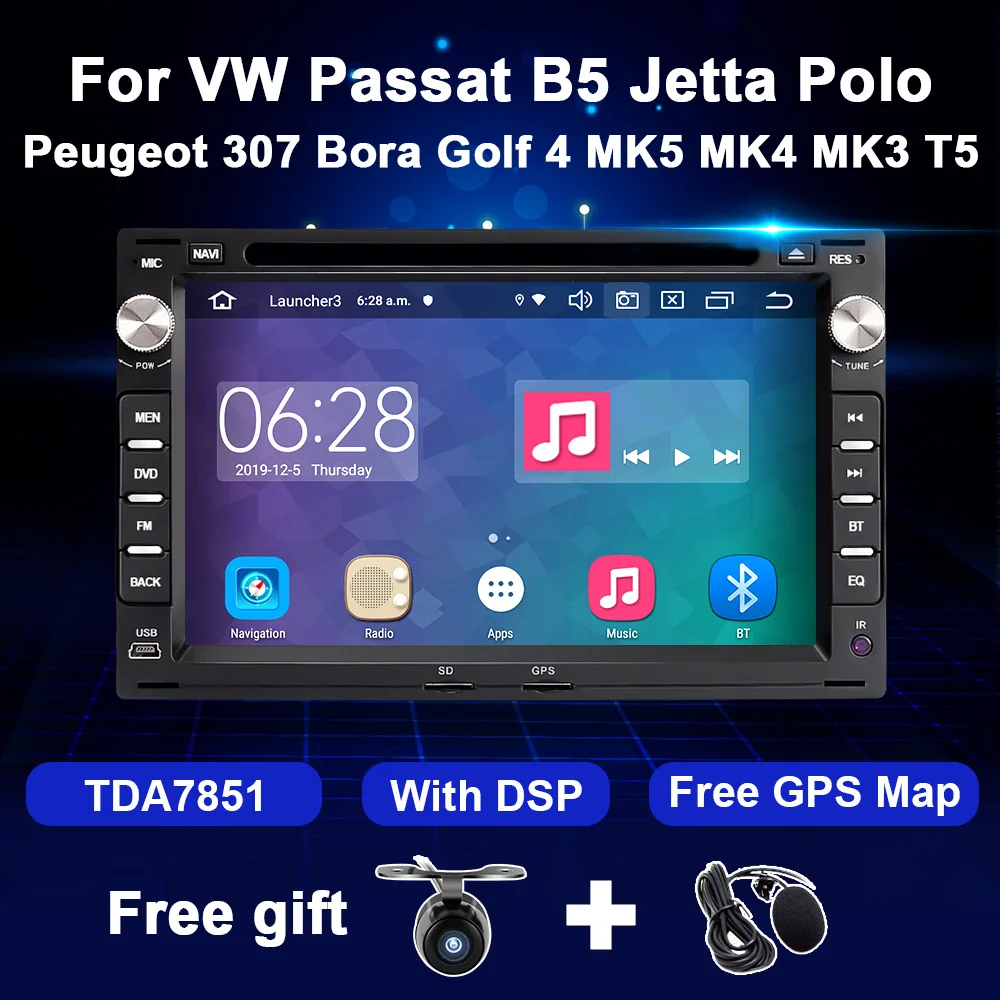 2 Din Android Car DVD Radio For Peugeot 307 VW PASSAT B5 JETTA BORA GOLF 4 POLO MK5 MK4 MK3 T5 Multimedia Player GPS Navigation