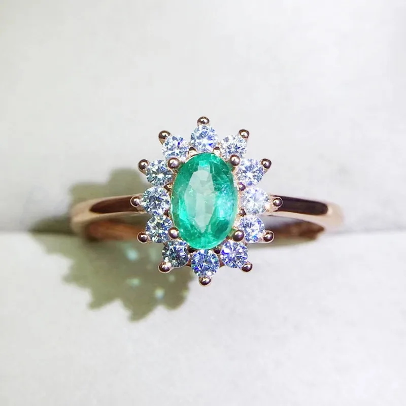 Натуральное Настоящее изумруд классическое кольцо Серебро 925 пробы 0.55ct драгоценный камень женские кольца хорошее ювелирное изделие Q911181
