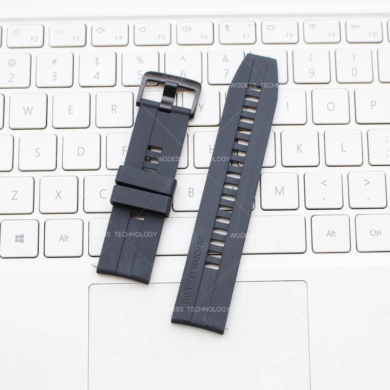 Черный 22 мм сменный кожаный силиконовый ремешок для huawei Watch GT/Watch 2pro Watch Band - Цвет: Черный
