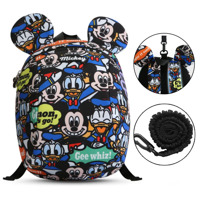 

DISNEY Mickey Mouse Bag Baby Backpack Cute Cartoon Children's Shoulders Anti-lost Kids Backpack 1-3 Years old