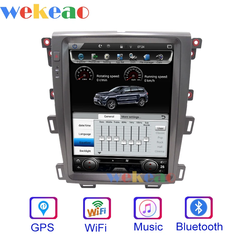 Wekeao вертикальный экран Tesla style 12,1 ''1 Din Android 8,1 Автомагнитола Авто gps навигация автомобильный dvd-плеер для Ford Edge 2009