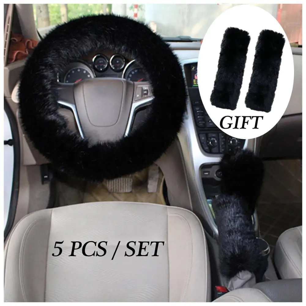 5 Pcs Car Steering Wheel Cover with Handbrake Cover & Gear Shift Cover & Seat Belt Shoulder Pads Fluffy Warm in Winter 15 Inch
5 Pcs Car Steering Wheel Cover with Handbrake Cover & Gear Shift Cover & Seat Belt Shoulder Pads Fluffy Warm in Winter 15 Inch