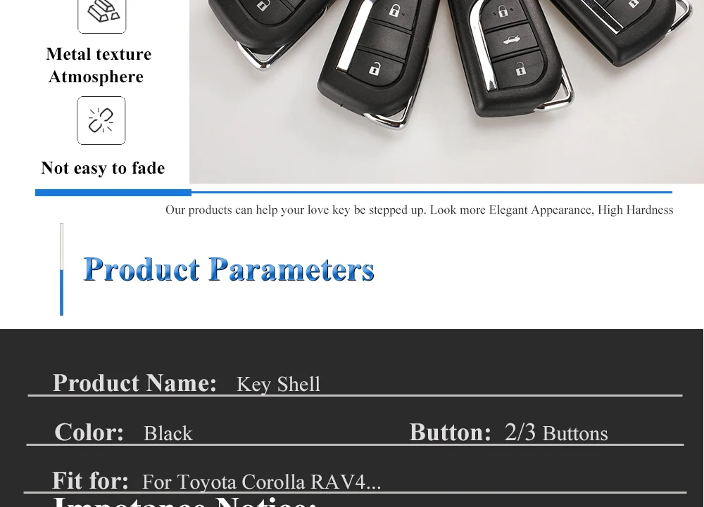Jinyuqin 10 pezzi VA2 Toy48 Toy43 Flip pieghevole chiave a distanza Shell per Toyota Levin Camry Reiz Highlander Corolla Key Case 2/3 pulsante - H8def3cf3da3141c1b138afa26f97b2c2b