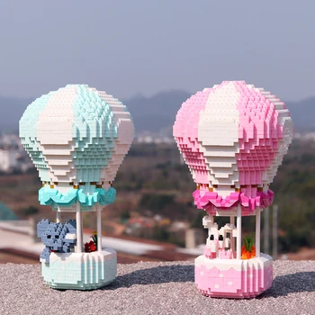 

2020 new design Hot air balloon diamond blcok pink green color mini blocks girls gift toy brick