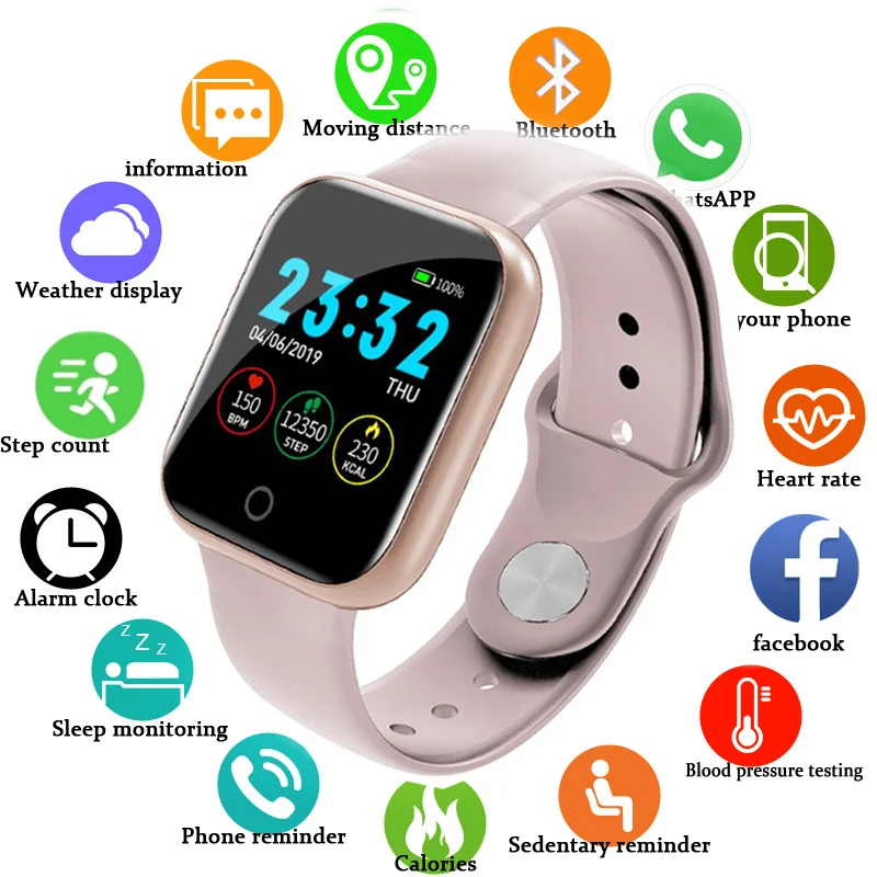 

Women SmartBracelet Android IOS Man Watch Pedometer Waterproof IP67 Fitness Tracker Heart Rate Monitor Square Smartwatch 2020
