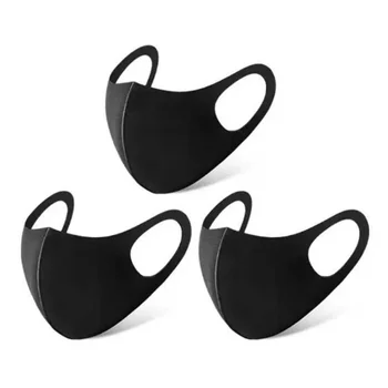 

3 Pcs Sponge Ice Silk Fashion Adult Unisex Warm Cotton Anti-dust Environmental Black Face Mask