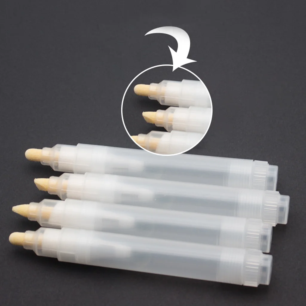 Clear Plastic Round Tips 3mm Flat Tip Watercolor Oil Acrylic Paints Marker Pen Empty Tube Ink Fountain Refill Pen
