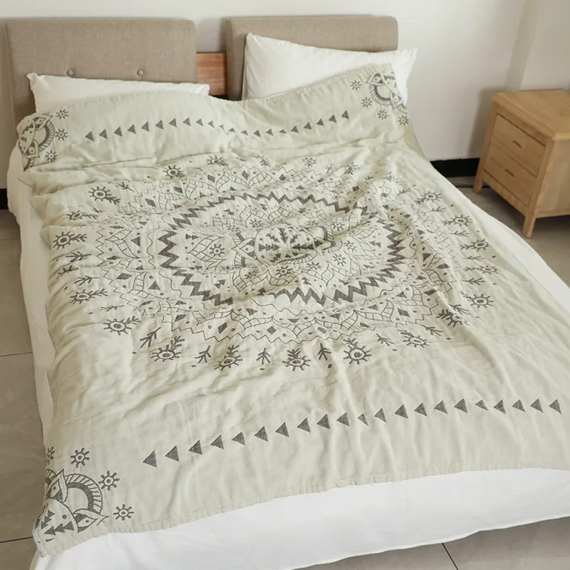 Четыре слоя Марли хлопок муслин одеяло кровать диван путешествия дышащий шик Мандала большой мягкий плед Para одеяло