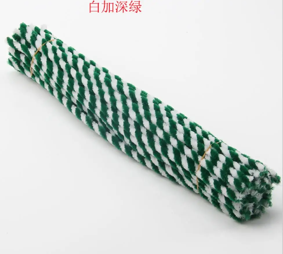 green and white 100 шт Ручная работа цветная шерсть корень Топ скручивание бар 2 цвета руководство пушистый бар креативный плюш творческие украшения - Цвет: green and white
