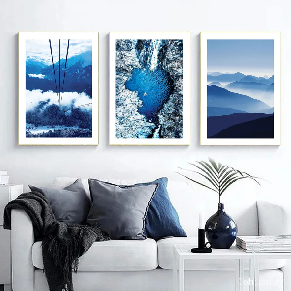Living Room Decor Wall Pictures Blue Sea Love Heart And Sky Ride Printed Canvas Painting Landscape Mountains Beach Art | Дом и сад