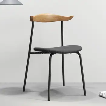 

Dining chair Nordic modern minimalist home leisure chair economic backrest dining chair solid wood wrought iron horn chair