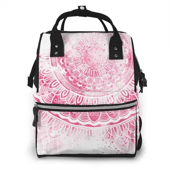 

Mummy Bag Faded Pink Mandala Nappy Backpack Large Capacity Stroller Bag Mom Baby Multi-function Waterproof Diaper Bag