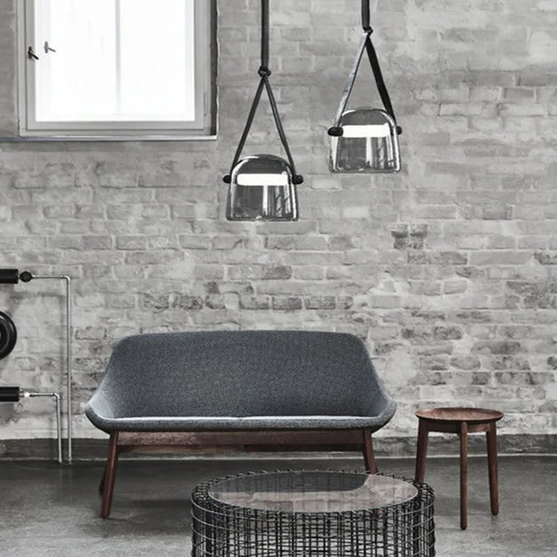 Designer Brokis Mona Pendant Lamp Modern LED Glass Floor Lamp Living Room Bedroom Villa Decor Black Leather Strap Hanging Lamp