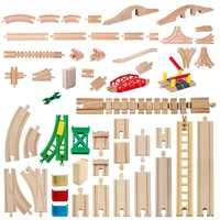 All Kinds Wooden Railway Tracks Set Beech Wooden Train Track Accessories Crossroad Bridge Educational Toys for Kids Gifts 1