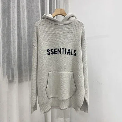 cropped cardigan ESSENTIALS Fashion Brand Knit Pullover Kanye West Letter Print Hip Hop Loose Unisex Oversized Knit Hoodie cardigan sweater Sweaters