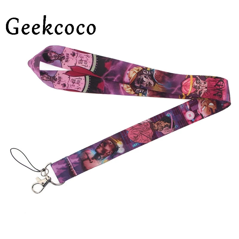 

Lil peep cartoon character punk keychains Accessory For Mobile Phone USB Badges Holder Key Straps Tags Neck lanyard Camera J0480