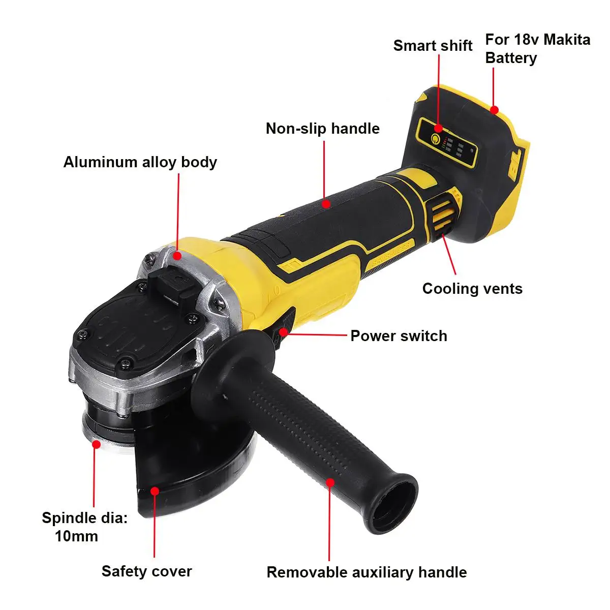 800W 18V 125mm Brushless Cordless Impact Angle Grinder Variable Speed For Makita Battery DIY Power Tool Cutting Machine Polisher