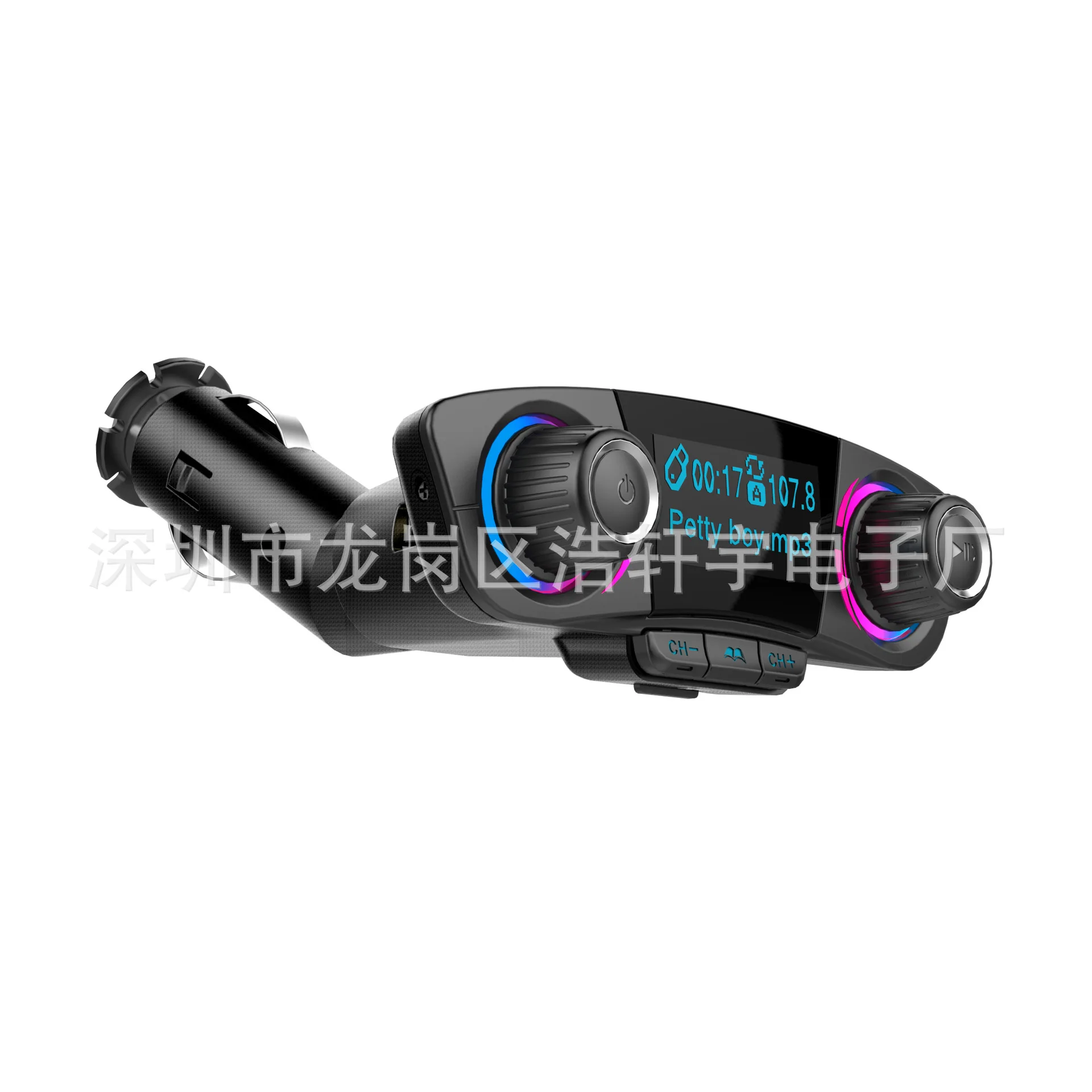 BT06 стиль двойной головкой Bluetooth Hands-free автомобильный комплект MP3 Двойная Ручка Потрясающие огни большой дисплей экран напряжение телеграф