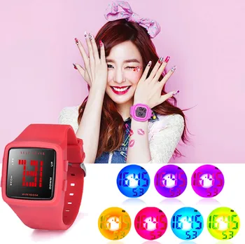 

LED Watch Water Resistant Feminino Reloj Women Waterproof LED Digital Sports Watch Girls Silicone Square Wrist watch Montre