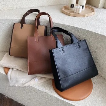 

European style Fashion New Women Handbags High quality PU Leather Portable Shoulder bag Ladies Solid color Big Capacity Tote bag