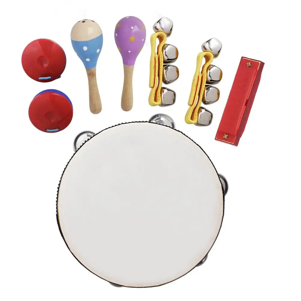 

8Pcs Kids Maraca Tambourine Harmonica Castanets Handbell Musical Instrument Toy s Kids Maraca Tambourine Harmonica Castanets Han