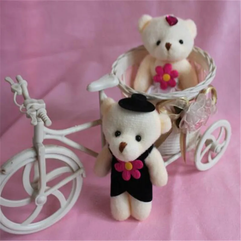 HANDANWEIRAN 1pcs 12cm creative couple bouquet bear plush toy advanced ppcotton filled plush toy decorative pendant 2