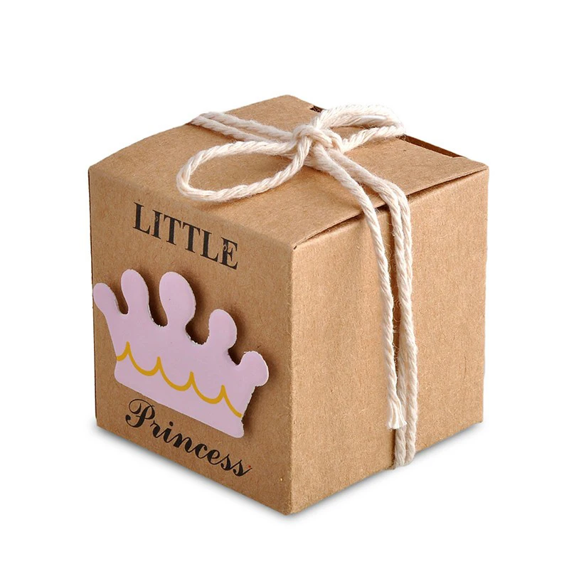 20/40pcs Kraft Paper Candy Box Baby Shower Gifts For Guest Kid Birthday Party Babyshower Boy Girl Gift Box 1th Party Supplies