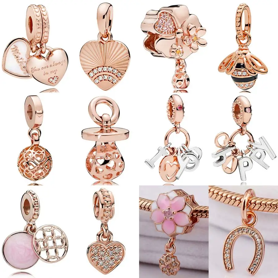 

Rose Mother and Daughter Hearts Fan of Love Wildflower Meadow Bee Pendant bead Fit Pandora Bracelet 925 Sterling Silver Charm