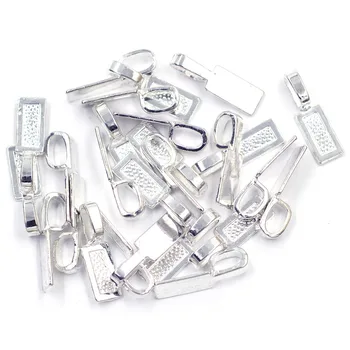 

50Pcs Tag Glue on Bail Beads Pendants Base DIY Silver Plated Jewelry Making Findings Charms 26x8mm