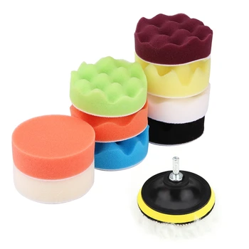

12Pcs Car Foam Drill Polishing Pad Kit for Car Polisher + M10 Drill adapters 3 Inch Sealing Glaze Waxing Buffing Pads Set