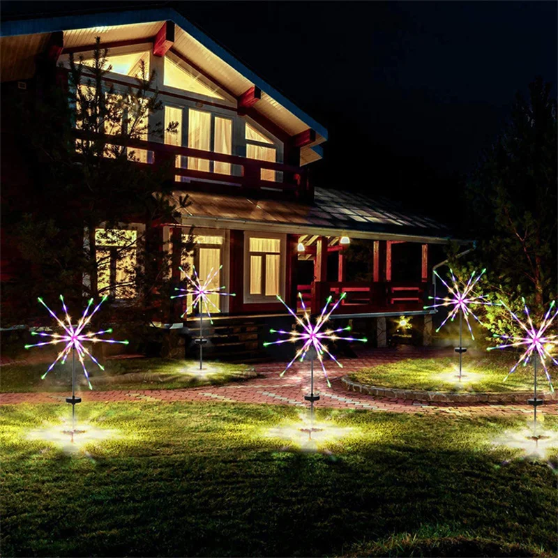 2/1Pcs Outdoor Solar Firework Lights LED Fairy Starry Starburst Lights Solar Powered Landscape Lights for Garden/Walkway/Patio solar garden lanterns