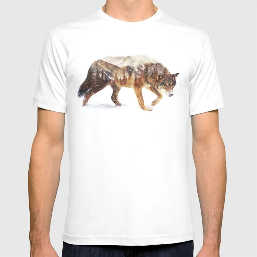 Arctic Wolf футболка двойной экспозиции животных пейзаж природы